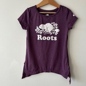 Roots Purple Short Sleeve Tee with Graphic Design